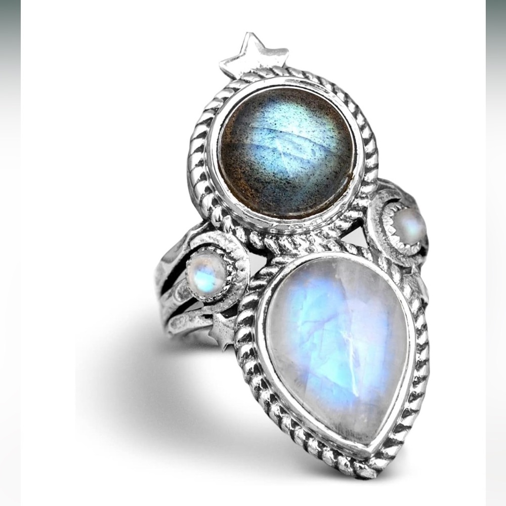 Moonstone and Labradorite ring